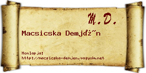 Macsicska Demjén névjegykártya
